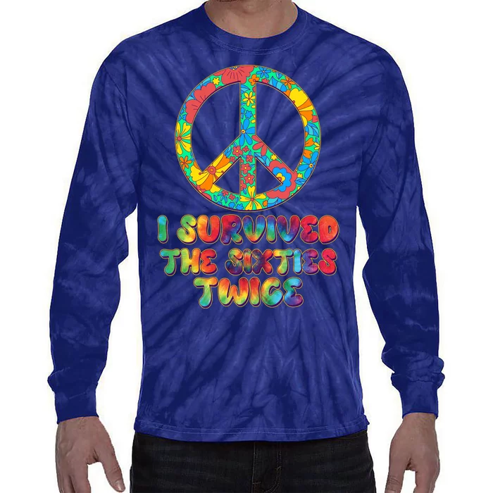 Retro Vintage I Survived The Sixties Twice Rainbow Tie Dye Tie-Dye Long Sleeve Shirt