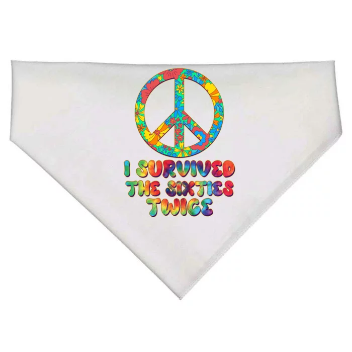 Retro Vintage I Survived The Sixties Twice Rainbow Tie Dye USA-Made Doggie Bandana