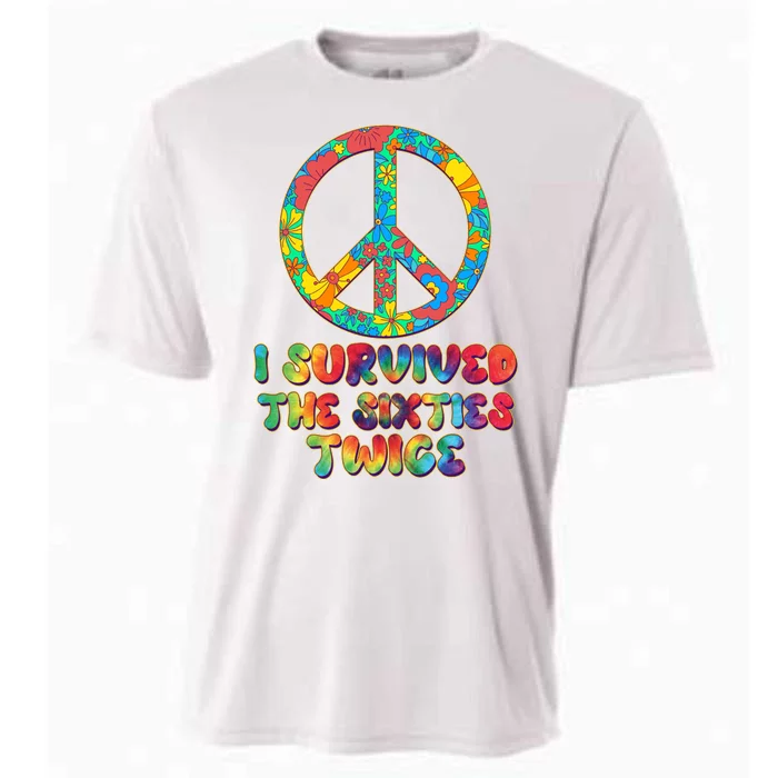 Retro Vintage I Survived The Sixties Twice Rainbow Tie Dye Cooling Performance Crew T-Shirt