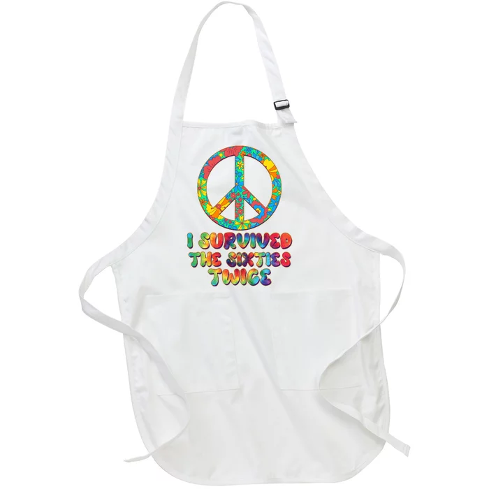 Retro Vintage I Survived The Sixties Twice Rainbow Tie Dye Full-Length Apron With Pocket