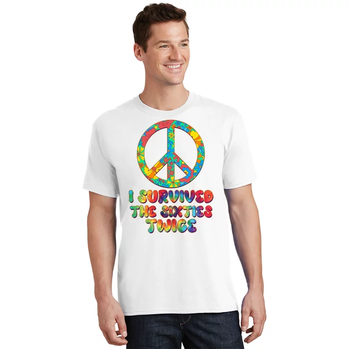 Retro Vintage I Survived The Sixties Twice Rainbow Tie Dye T-Shirt