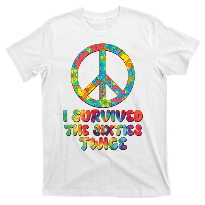 Retro Vintage I Survived The Sixties Twice Rainbow Tie Dye T-Shirt