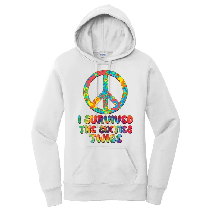 Retro Vintage I Survived The Sixties Twice Rainbow Tie Dye Women's Pullover Hoodie