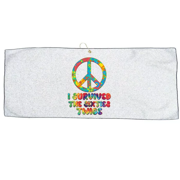 Retro Vintage I Survived The Sixties Twice Rainbow Tie Dye Large Microfiber Waffle Golf Towel