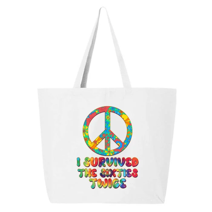 Retro Vintage I Survived The Sixties Twice Rainbow Tie Dye 25L Jumbo Tote