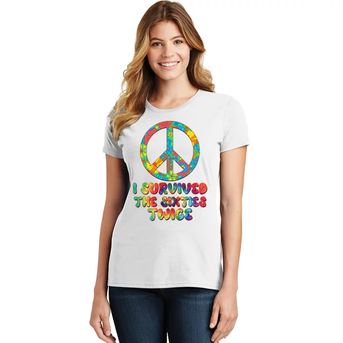 Retro Vintage I Survived The Sixties Twice Rainbow Tie Dye Women's T-Shirt