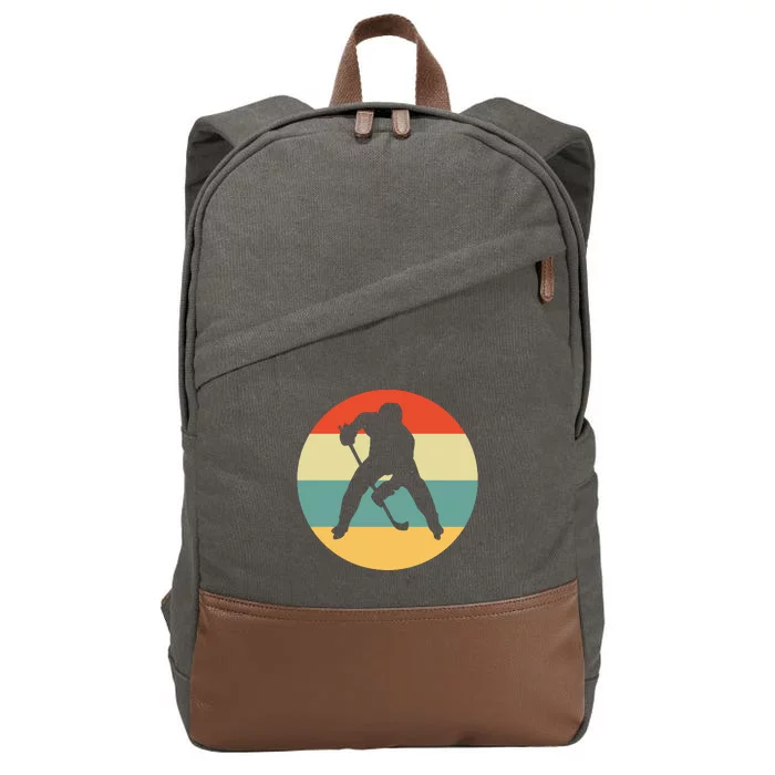 Retro Vintage Ice Hockey Cotton Canvas Backpack