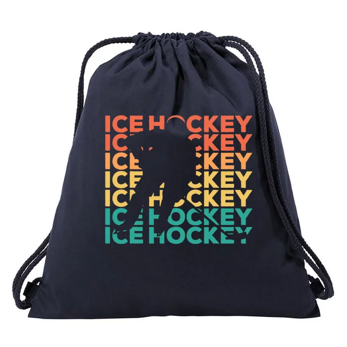 Retro Vintage Ice Hockey Gift For Ice Hockey Players Drawstring Bag