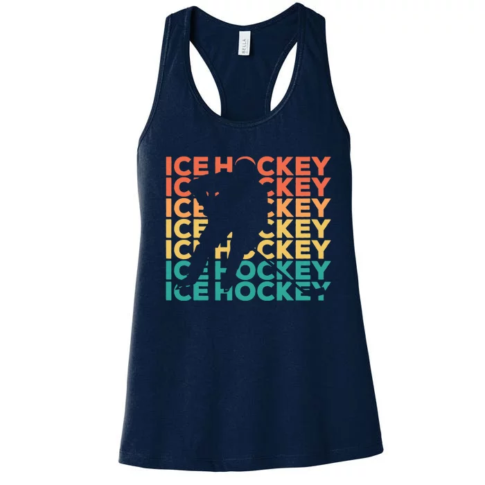 Retro Vintage Ice Hockey Gift For Ice Hockey Players Women's Racerback Tank