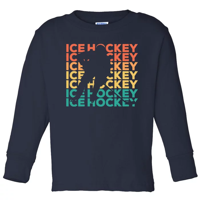 Retro Vintage Ice Hockey Gift For Ice Hockey Players Toddler Long Sleeve Shirt