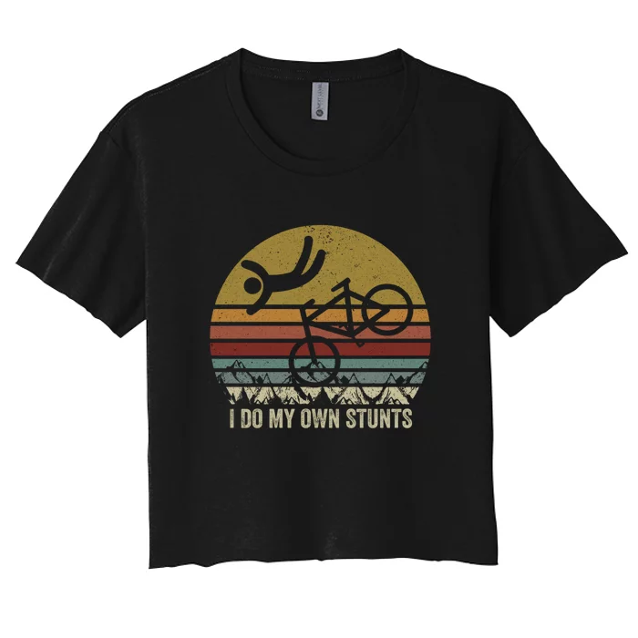 Retro Vintage I Do My Own Stunts Bike Lovers Gift Women's Crop Top Tee