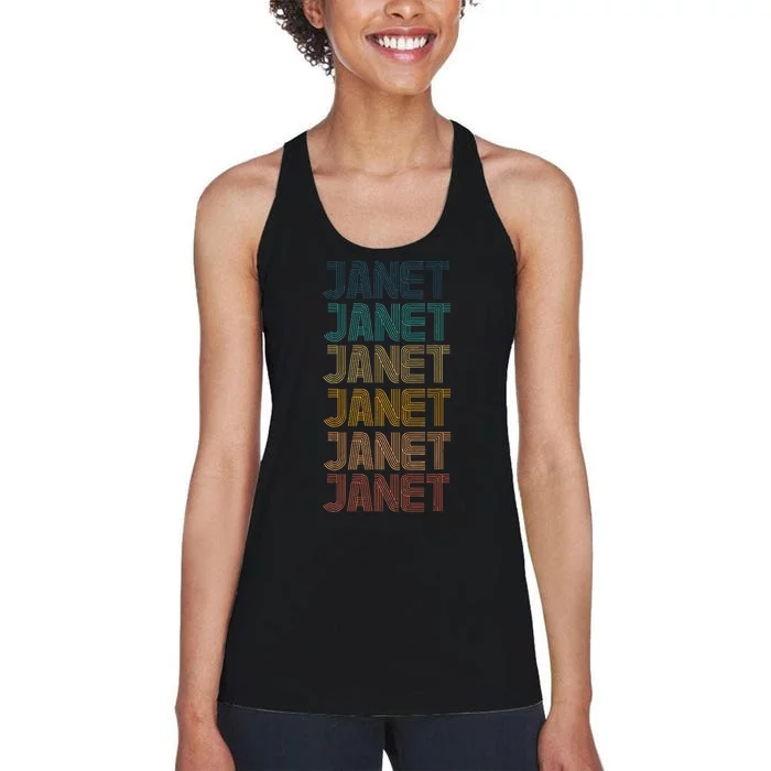 Retro Vintage Janet Classic Name Cool 80s 90s Women's Racerback Tank