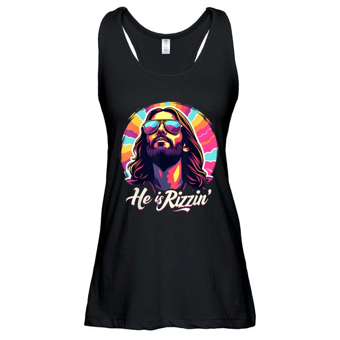 Retro Vintage Jesus Christian He Is Rizzin Jesus Is Rizzen Ladies Essential Flowy Tank