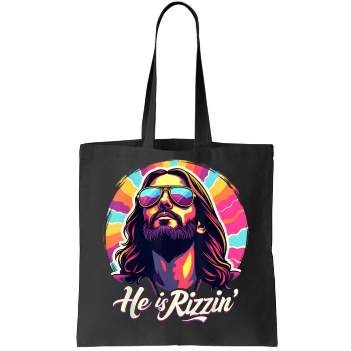 Retro Vintage Jesus Christian He Is Rizzin Jesus Is Rizzen Tote Bag