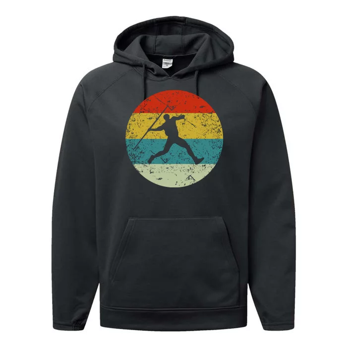 Retro Vintage Javelin Throws Performance Fleece Hoodie