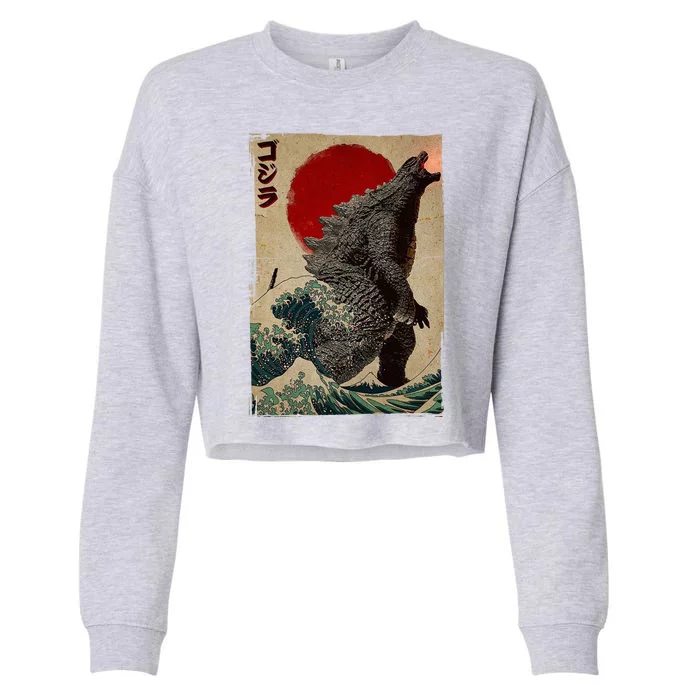 Retro Vintage Japanese Art Legendary Rare Kaiju Cropped Pullover Crew