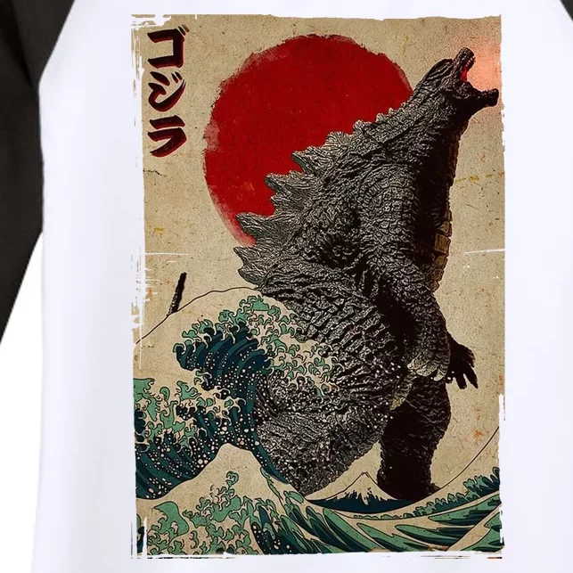 Retro Vintage Japanese Art Legendary Rare Kaiju Women's Tri-Blend 3/4-Sleeve Raglan Shirt