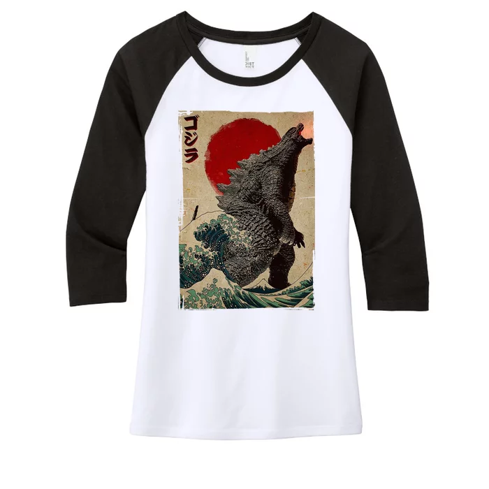 Retro Vintage Japanese Art Legendary Rare Kaiju Women's Tri-Blend 3/4-Sleeve Raglan Shirt