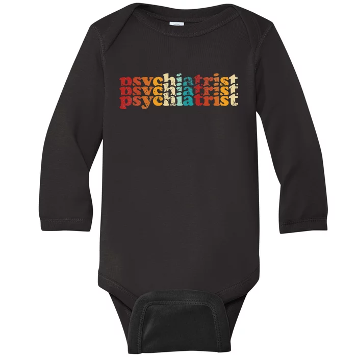 Retro Vintage Job Title Psychiatrist Baby Long Sleeve Bodysuit