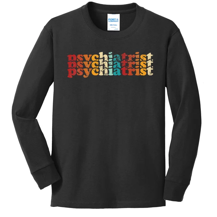 Retro Vintage Job Title Psychiatrist Kids Long Sleeve Shirt