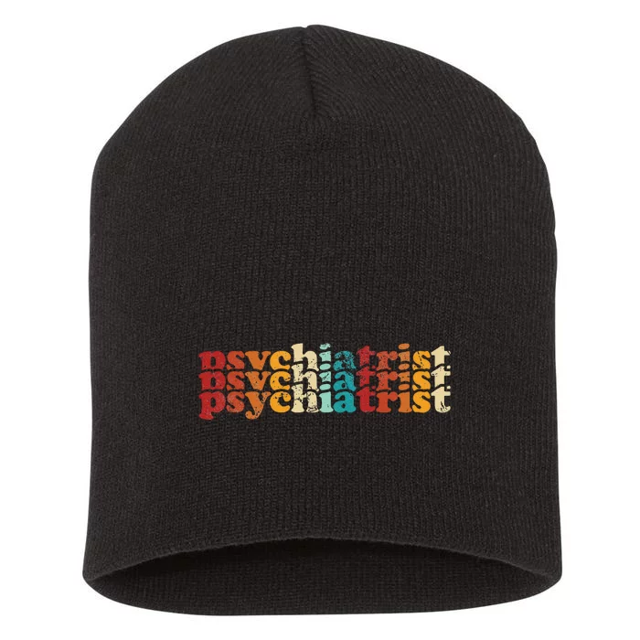 Retro Vintage Job Title Psychiatrist Short Acrylic Beanie