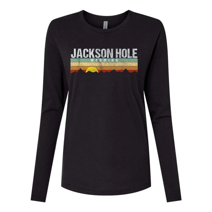 Retro Vintage Jackson Hole Wyoming Womens Cotton Relaxed Long Sleeve T-Shirt