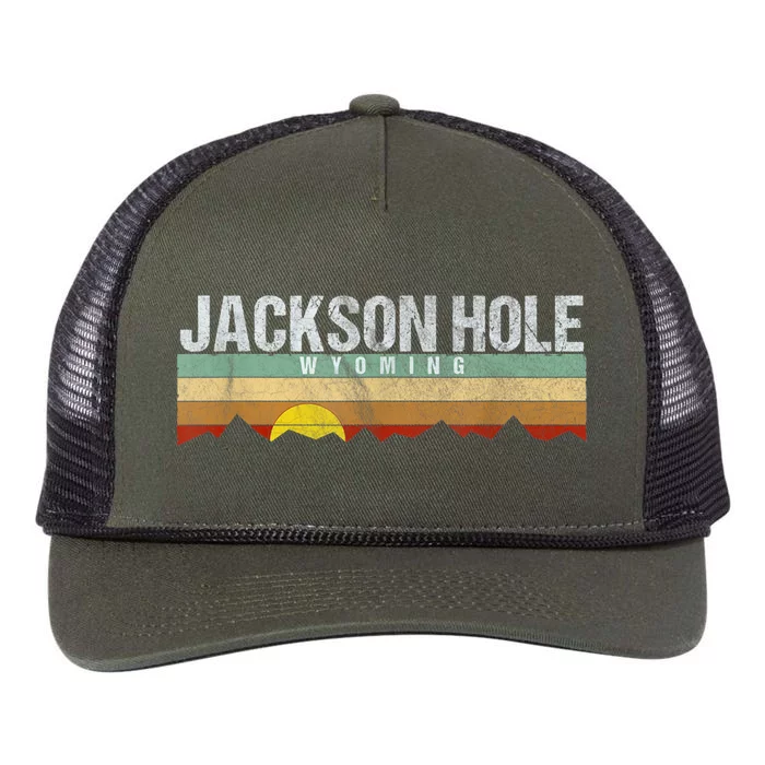 Retro Vintage Jackson Hole Wyoming Retro Rope Trucker Hat Cap