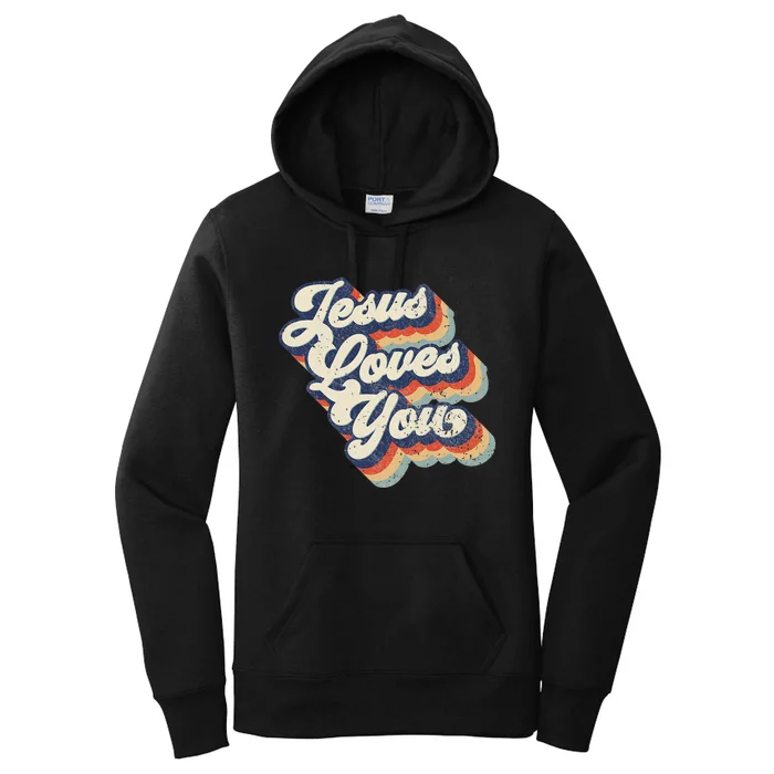 Retro Vintage Jesus Loves You Women's Pullover Hoodie