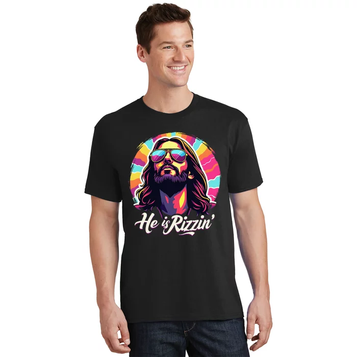 Retro Vintage Jesus Christian He Is Rizzin Jesus Is Rizzen T-Shirt