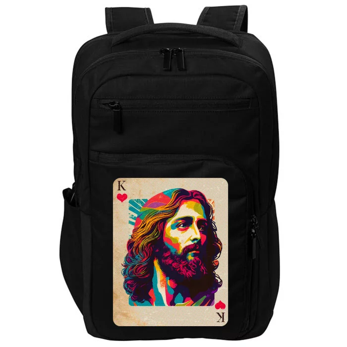 Retro Vintage Jesus Is King Of Kings Playing Card Impact Tech Backpack