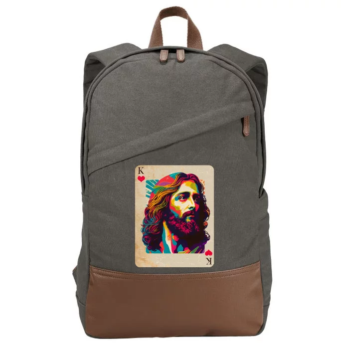 Retro Vintage Jesus Is King Of Kings Playing Card Cotton Canvas Backpack