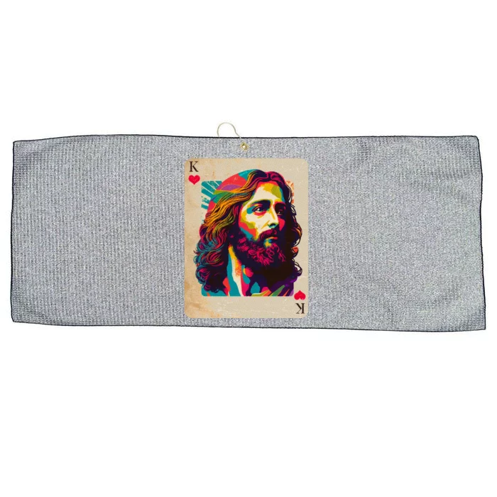 Retro Vintage Jesus Is King Of Kings Playing Card Large Microfiber Waffle Golf Towel