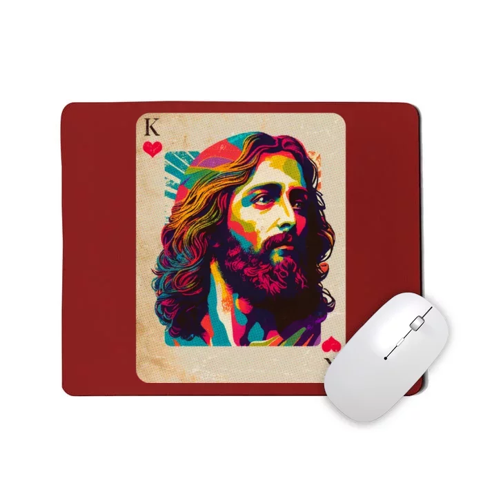 Retro Vintage Jesus Is King Of Kings Playing Card Mousepad