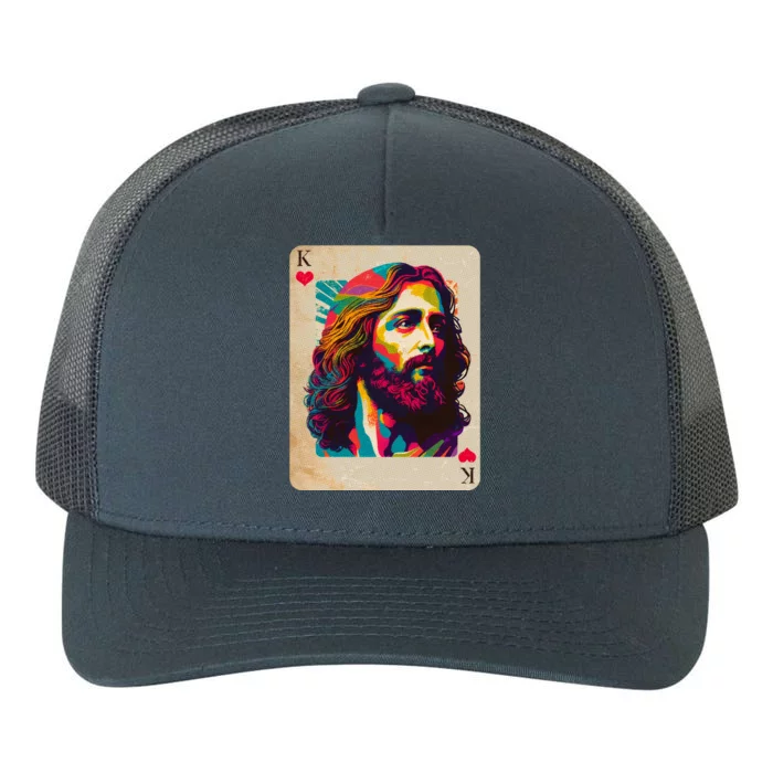 Retro Vintage Jesus Is King Of Kings Playing Card Yupoong Adult 5-Panel Trucker Hat