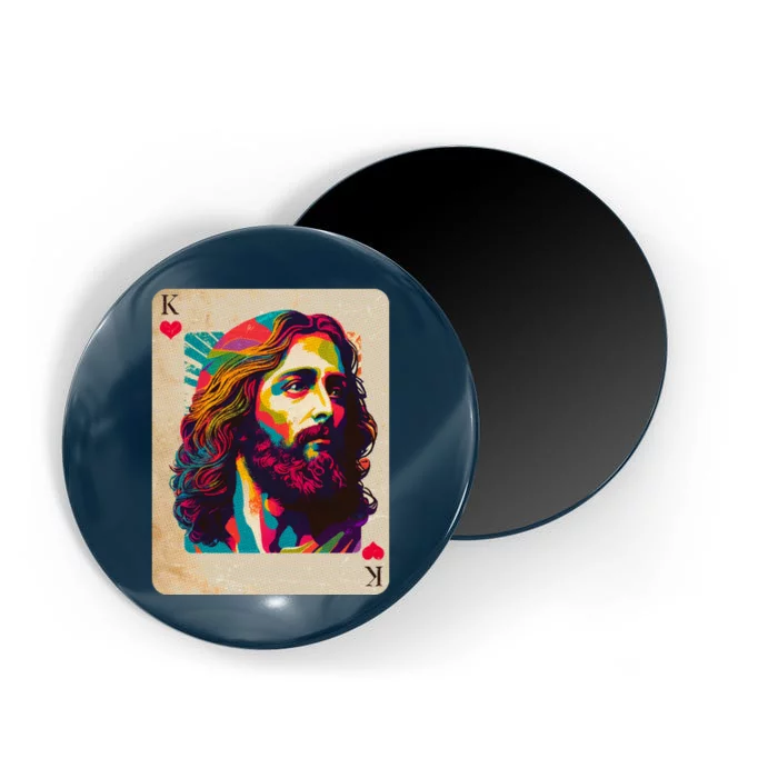 Retro Vintage Jesus Is King Of Kings Playing Card Magnet