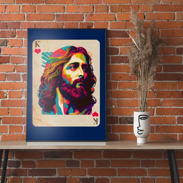 Retro Vintage Jesus Is King Of Kings Playing Card Poster