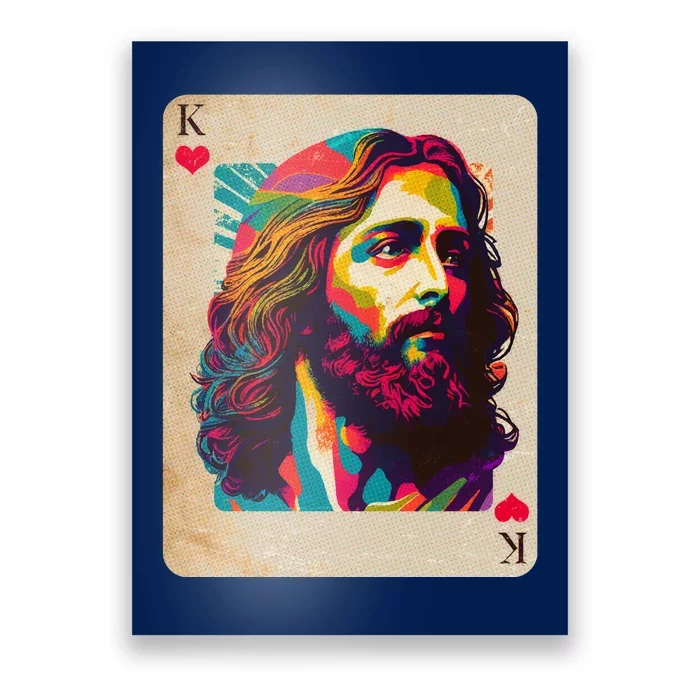 Retro Vintage Jesus Is King Of Kings Playing Card Poster