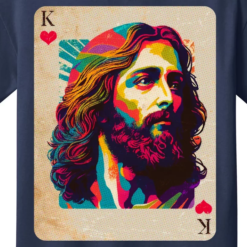 Retro Vintage Jesus Is King Of Kings Playing Card Kids T-Shirt