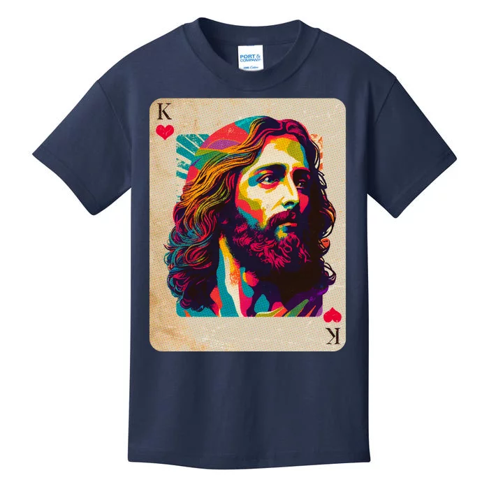 Retro Vintage Jesus Is King Of Kings Playing Card Kids T-Shirt