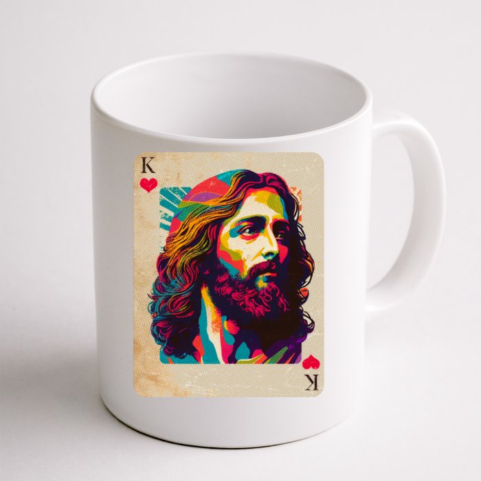 Retro Vintage Jesus Is King Of Kings Playing Card Front & Back Coffee Mug