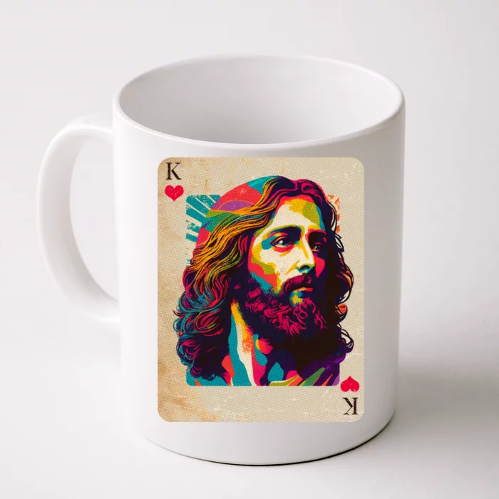 Retro Vintage Jesus Is King Of Kings Playing Card Front & Back Coffee Mug