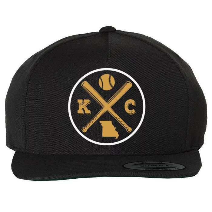 Retro Vintage Kansas City Baseball Emblem Wool Snapback Cap