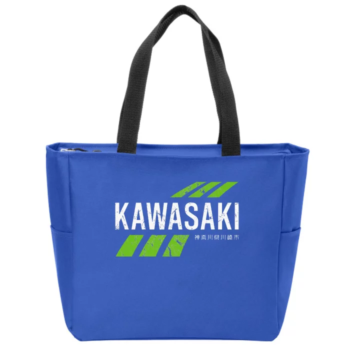 Retro Vintage Kawasaki Green City Zip Tote Bag