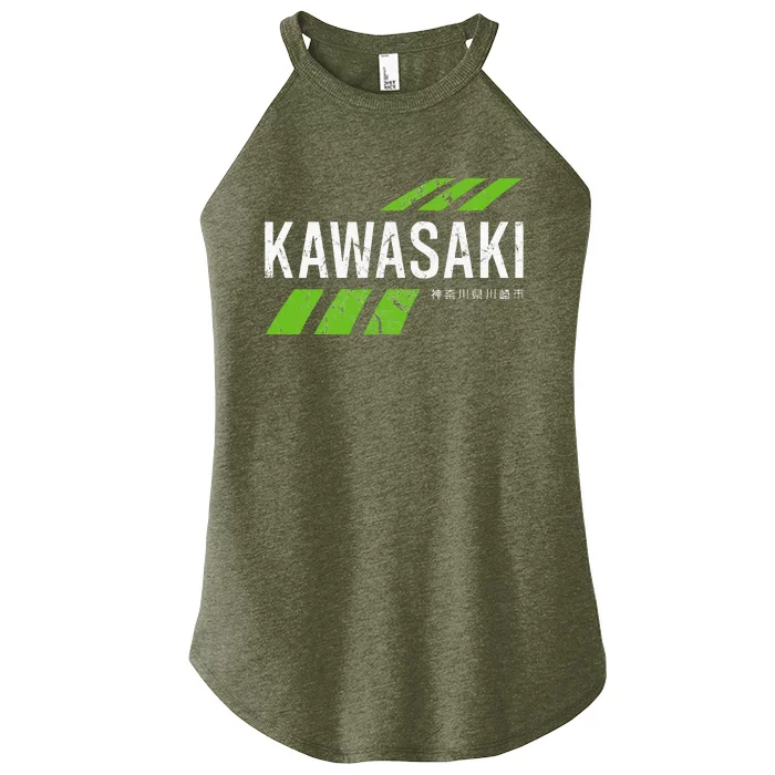 Retro Vintage Kawasaki Green City Women’s Perfect Tri Rocker Tank