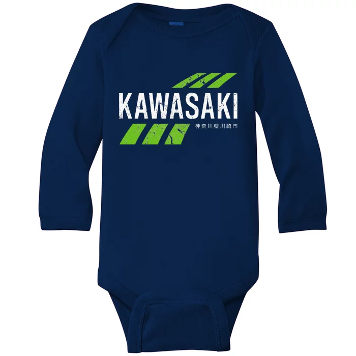 Retro Vintage Kawasaki Green City Baby Long Sleeve Bodysuit