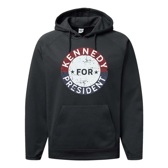 RFK Vintage kennedy for president JFK American Performance Fleece Hoodie