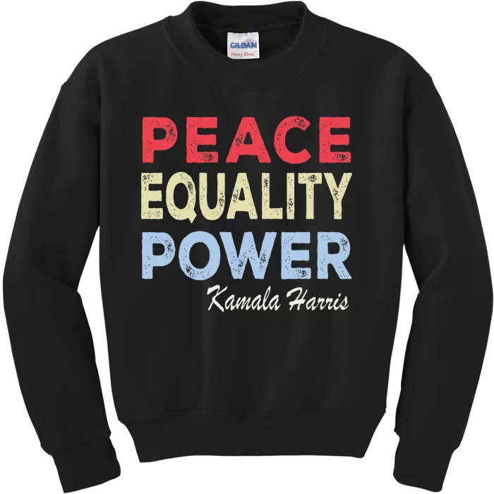 Retro Vintage Kamala Harris Peace Equality Power Kids Sweatshirt