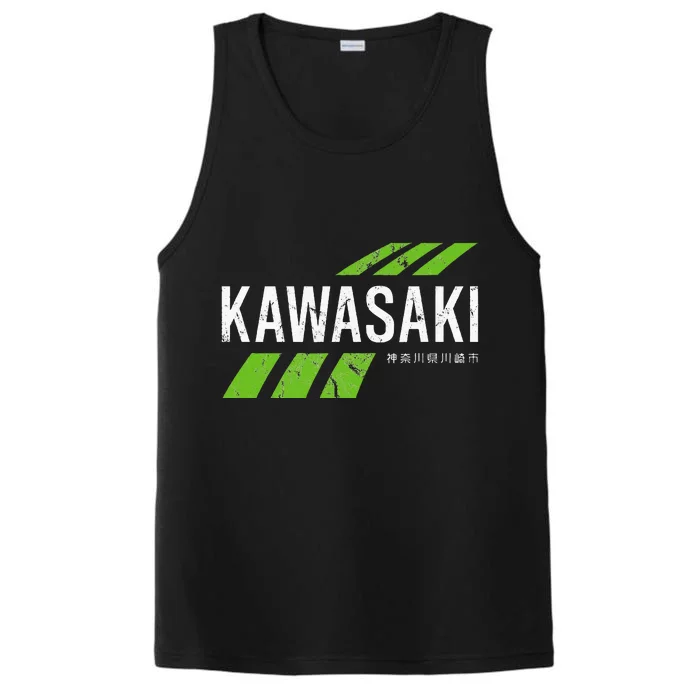 Retro Vintage Kawasaki Green City Performance Tank