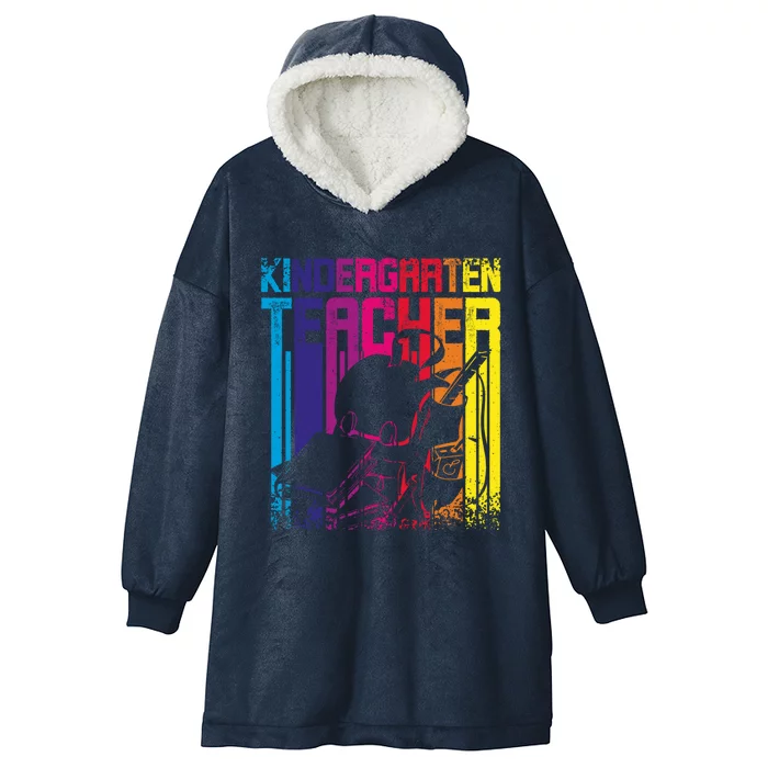 Retro Vintage Kindergarten Teacher Gift Hooded Wearable Blanket