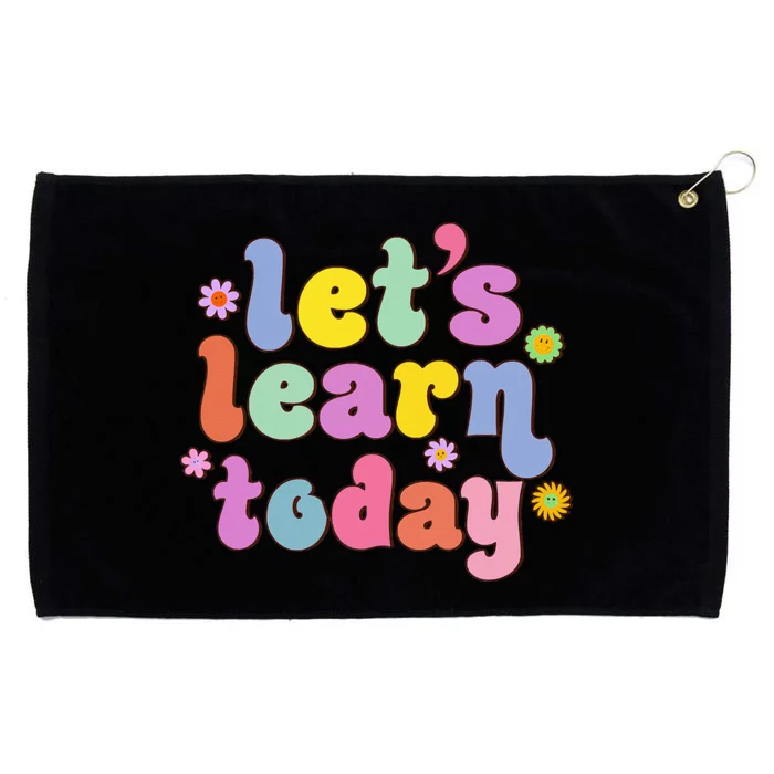 Retro Vintage Lets Learn Today Funny Teacher Inspirational Grommeted Golf Towel